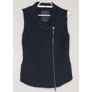 Duarte Womens Vest XS Black Side Zip Turn Down Collar 100% Boiled Wool Pockets